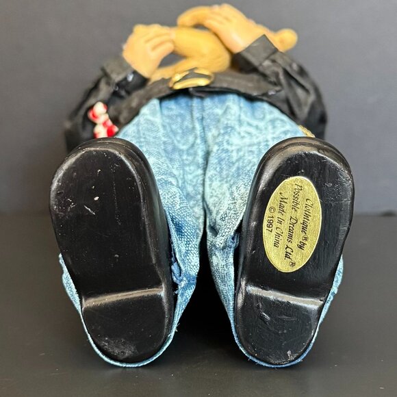 1997 Clothtique Possible Dreams Easy Ridin Santa Figure In Biker Jacket & Jeans - Picture 10 of 16